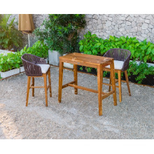 Exclusive Classy Design Poly Rattan Wooden Frame Bar Set For Outdoor Garden Patio Wicker Furniture